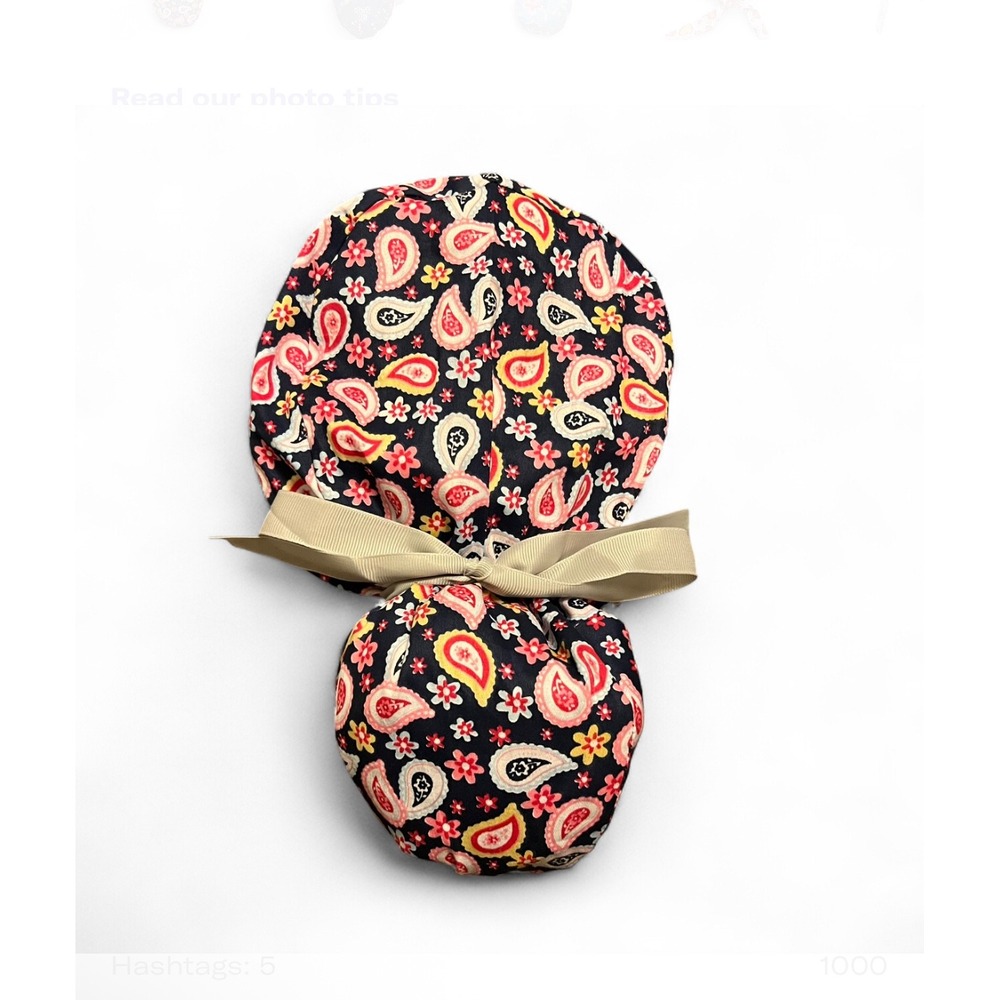 🎊Paisley Floral Scrub Cap Ponytail Women